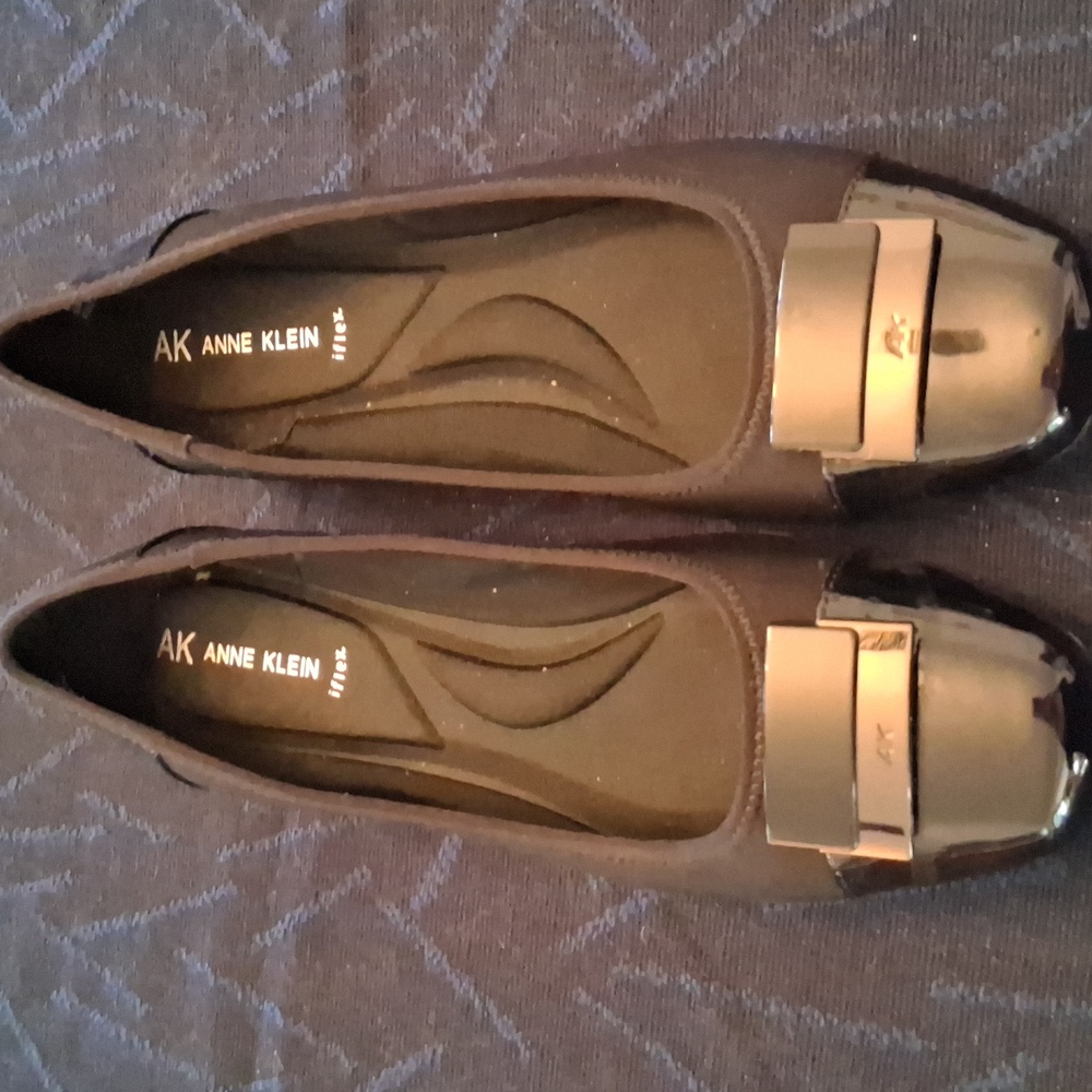 Anne Klein Women's Black Loafers with Faux Buckle